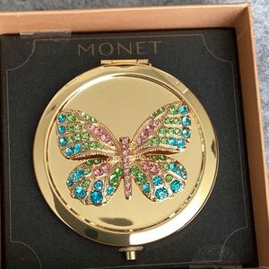 Monet Gold Butterfly Compact Mirror
